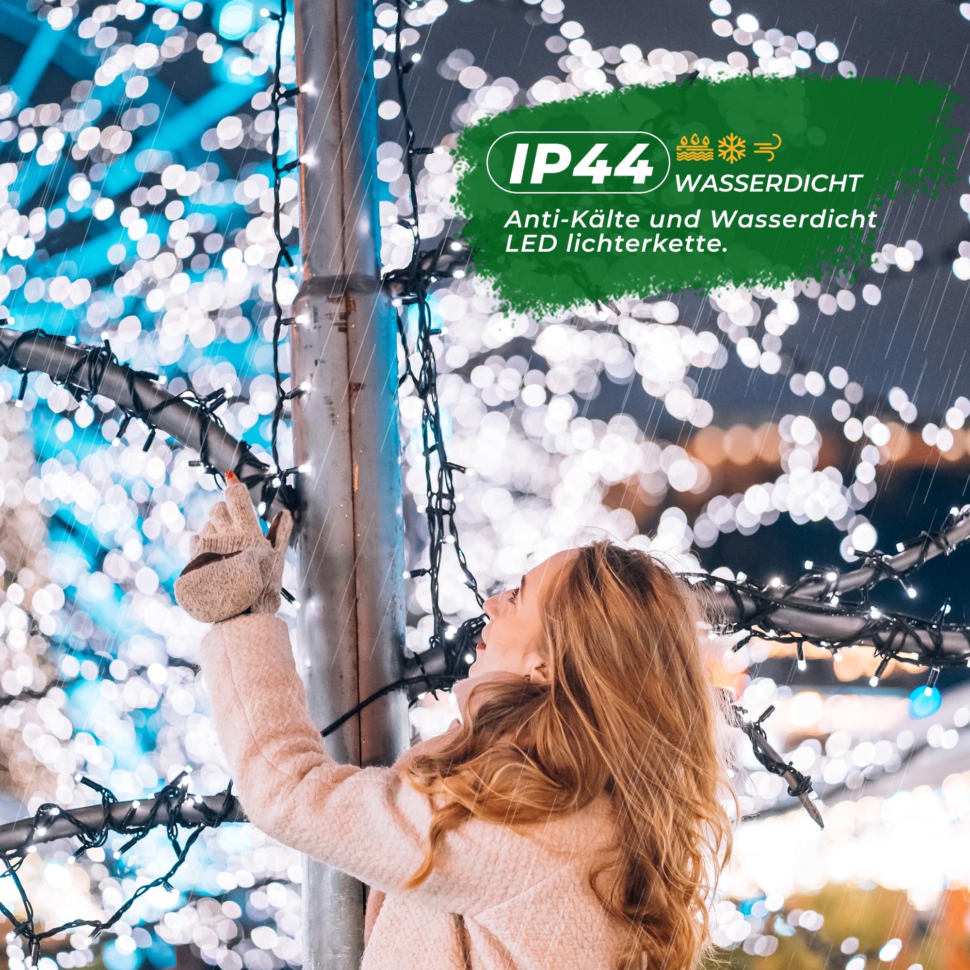LED Lichterkette Außen, 100 m 800 LED Weihnachtsbaum Lichterkette, 8 Modi LED Lichterkette Innen mit Timing- und Speicherfunktion Für Weihnachten, Party, Hochzeit, Garten, Balkon Deko (Kaltweiß)