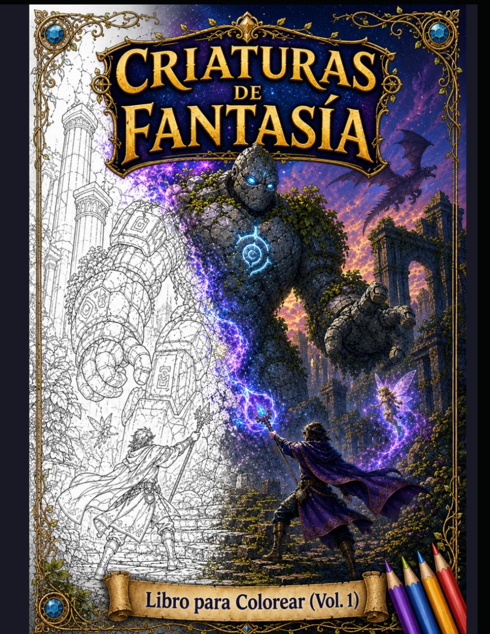 Criaturas de fantasía: Libro para colorear (Vol. 1)
