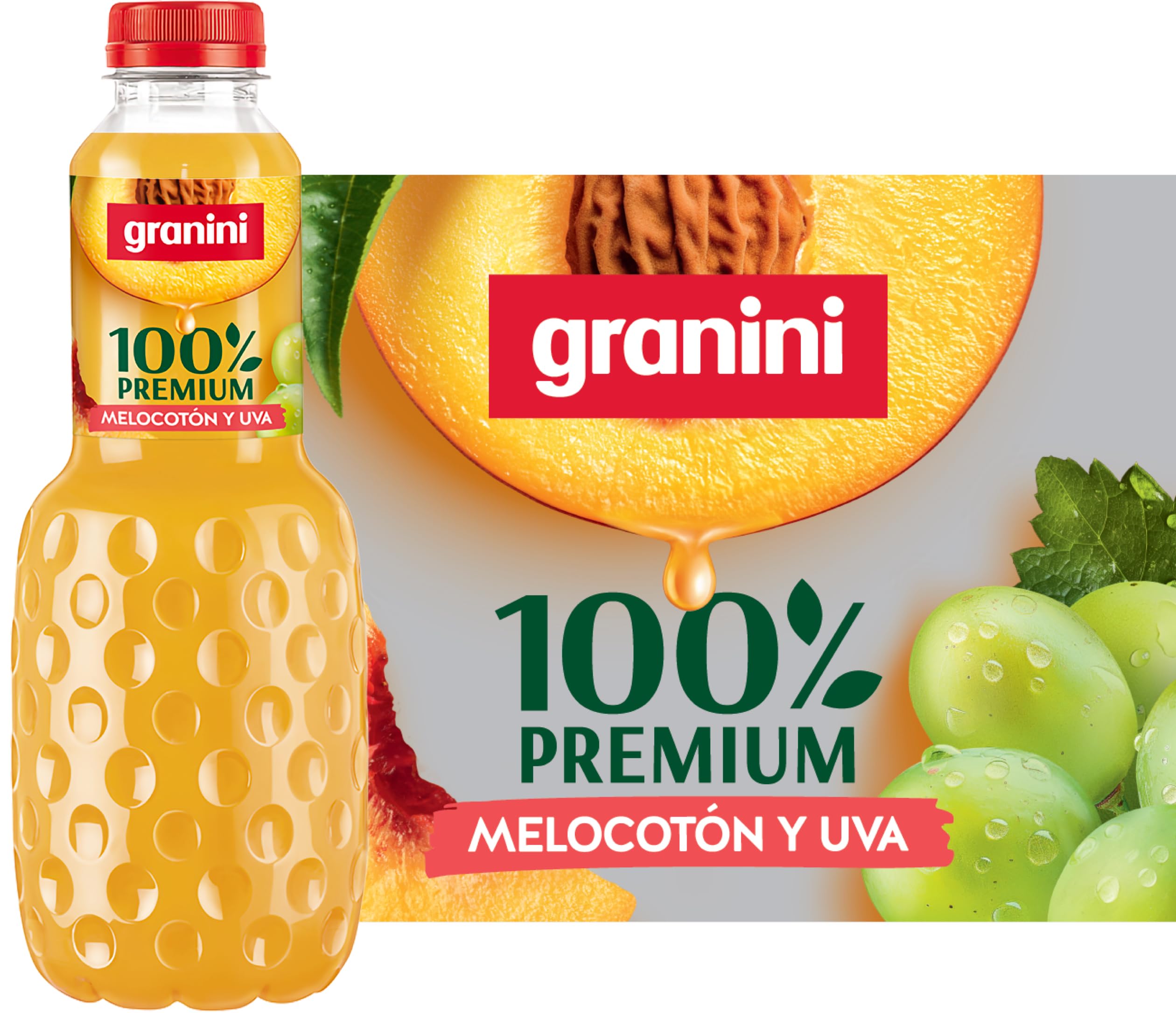 Granini Zumo de Melocotón y Uva Sin azúcares añadidos 1L 100% Fruta