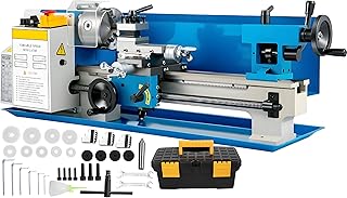 550W Mini-Drehmaschine 18x35cm Metalldrehmaschine Tischdrehmaschine für Präzises Drehen, Bohren, Gewindeschneiden und Polieren von Metallteilen