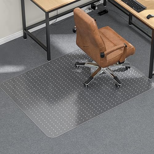 Tonaus Tapete para silla de oficina, 48 x 36 pulgadas, transparente, protector de suelo con tachuelas antideslizantes, resistente de 0.087 in de