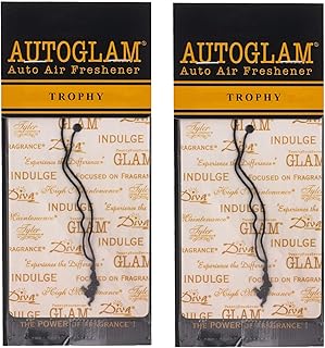 Tyler Candle Autoglam Ivory And Gold Tone Cardboard Fragrant Scented Auto Air Freshener Mirror Hanger, Pack of 2, Trophy