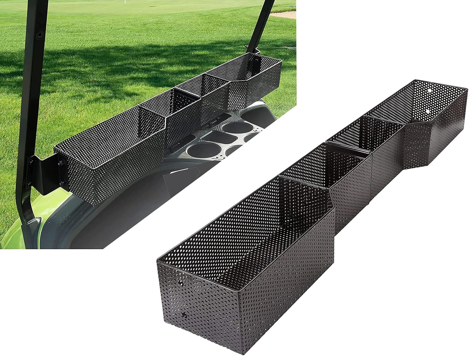 Dr.Acces Golf Cart Compatible Yamaha Front Inner Dash Storage Basket and Rack Fits Yamaha G29 and Drive 2, Heavy Steel Golf Cart Mesh Basket