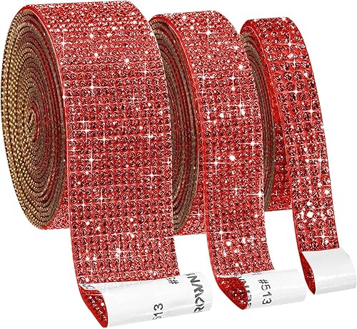 Miniatura 6 de 3 rollos de cinta autoadhesiva de diamantes de imitación de cristal, tiras de piedras preciosas brillantes para manualidades con diamantes de