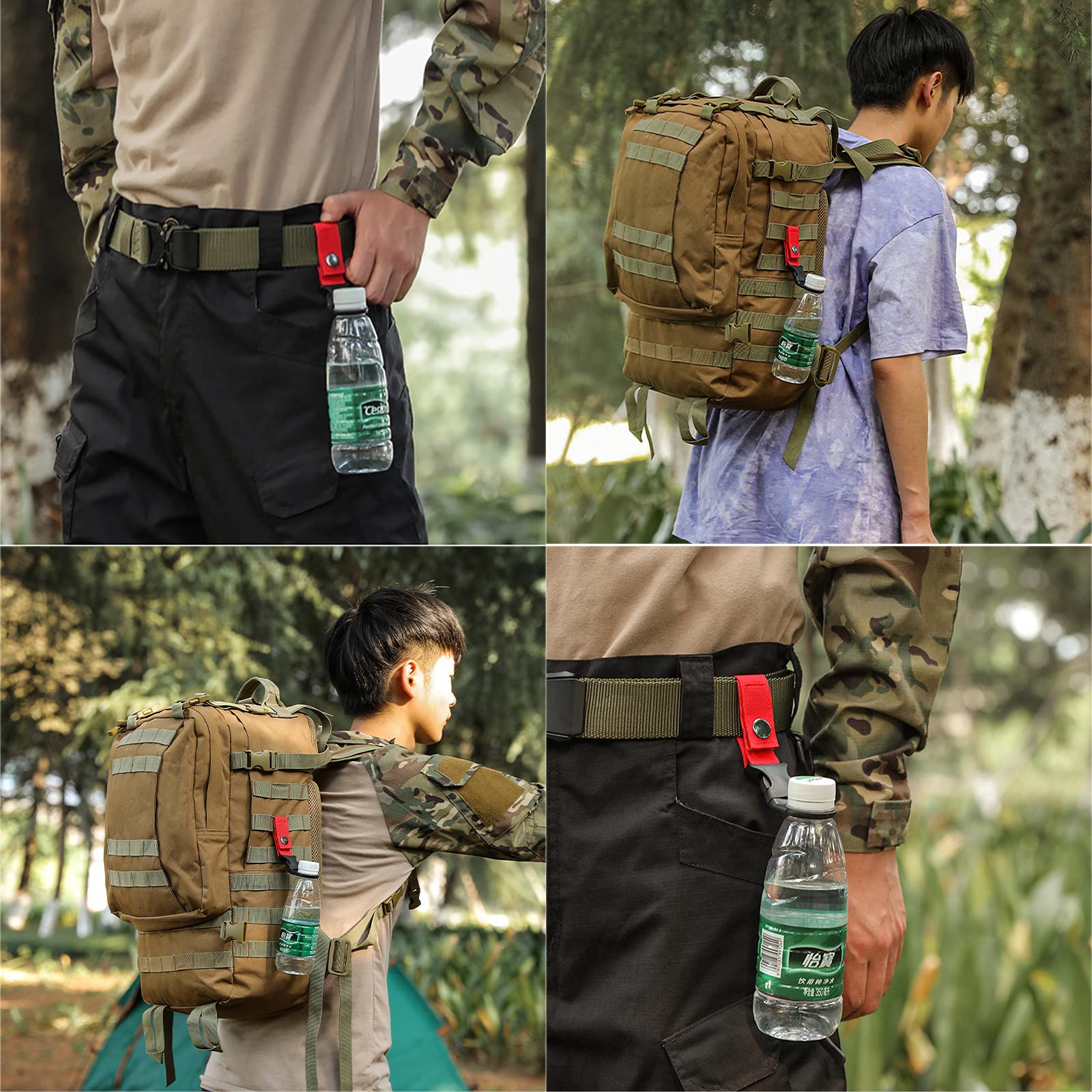 4PCS Hanging Water Bottle Clip Carabiner - Nylon Strap Holder For Backpack, Belt, Outdoor Camping Hiking
