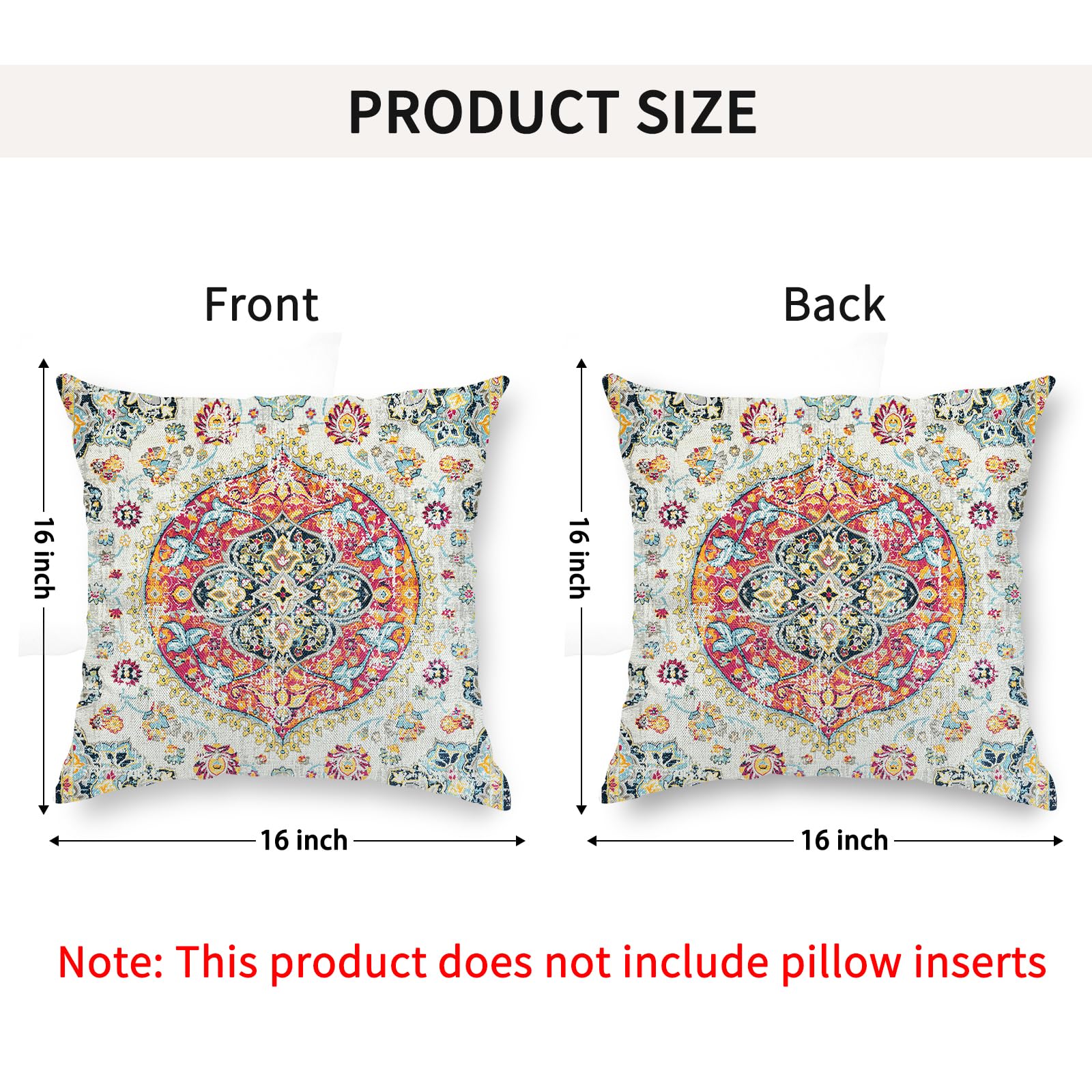 AELS Federe Cuscino Quadrate 50x50 Cm Con Frange E Righe | 2 Pezzi In Misto Lino Beige Con Cuciture Bianche/Nere | Design Bohémien Jacquard | Cerniera Visibile - 3