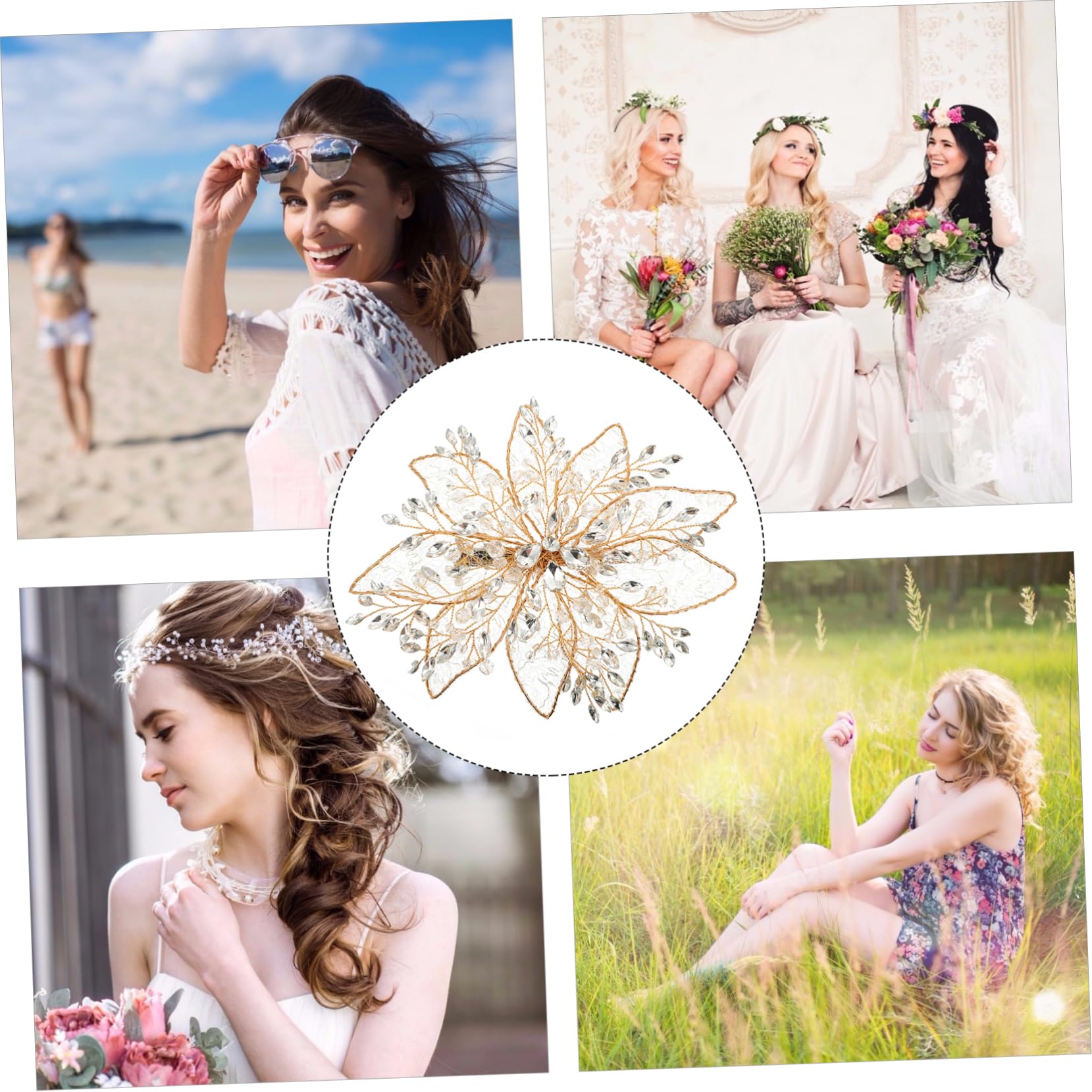 Beavorty 3piezas Elegante Horquilla De Boda Cristales De Rhinestone Accesorio Floral Para Peinados De Novia Clip De Cabello Para Mujeres