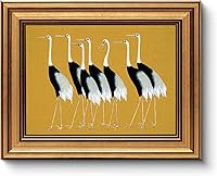 Huarcey Gold Framed Seven Cranes Vintage Wall Art - 8x10 Inch Aesthetic Canvas Print for Living Room, Bedroom, Kitchen Decor & Gifts
