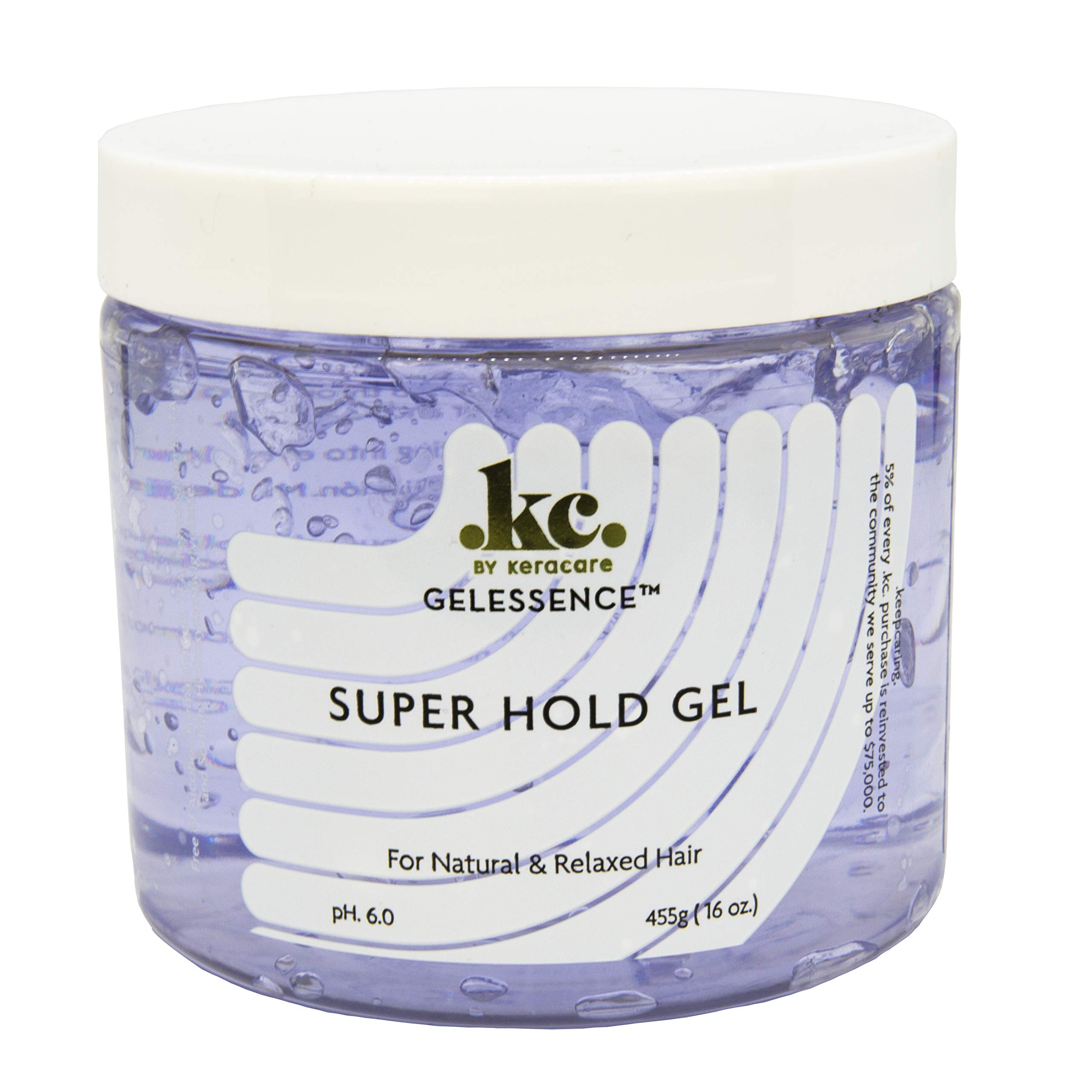 KeraCare GelEssence Super Hold Gel - 16 ounce - Maximum Hold- Adds Shine - Flake Free - Vegan - Crunch Free - Nonstick Formula - For Relaxed and Natural Hair