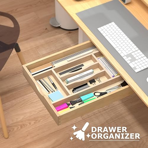 Miniatura 7 de Organizador de cajones de cocina, organizador de utensilios para cajones de cocina, organizador de utensilios de cajón de madera, organizador de