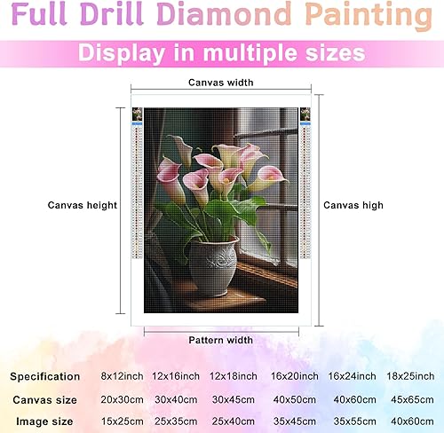 Miniatura 8 de Diamond Painting Kits for Adults - Flower Diamond Art Marigold Bouquet DIY 5D Full Round Drill Crystal Rhinestone Arts and Crafts Home Wall Decor