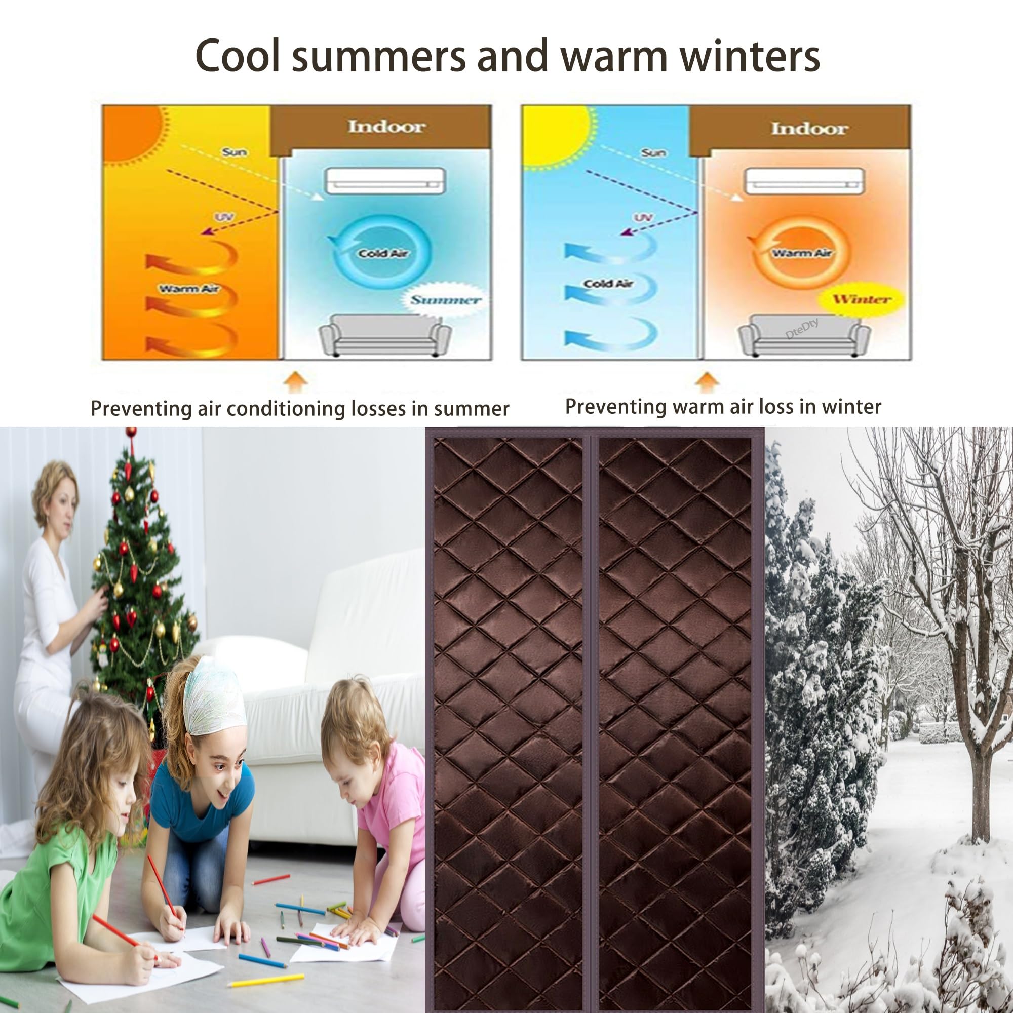 Aislamiento para el Invierno,165x215cm Ideal para Habitaciones Con Aire Acondicionado y Calefacción. No Requiere Perforación, Fácil de Instalar，Gris
