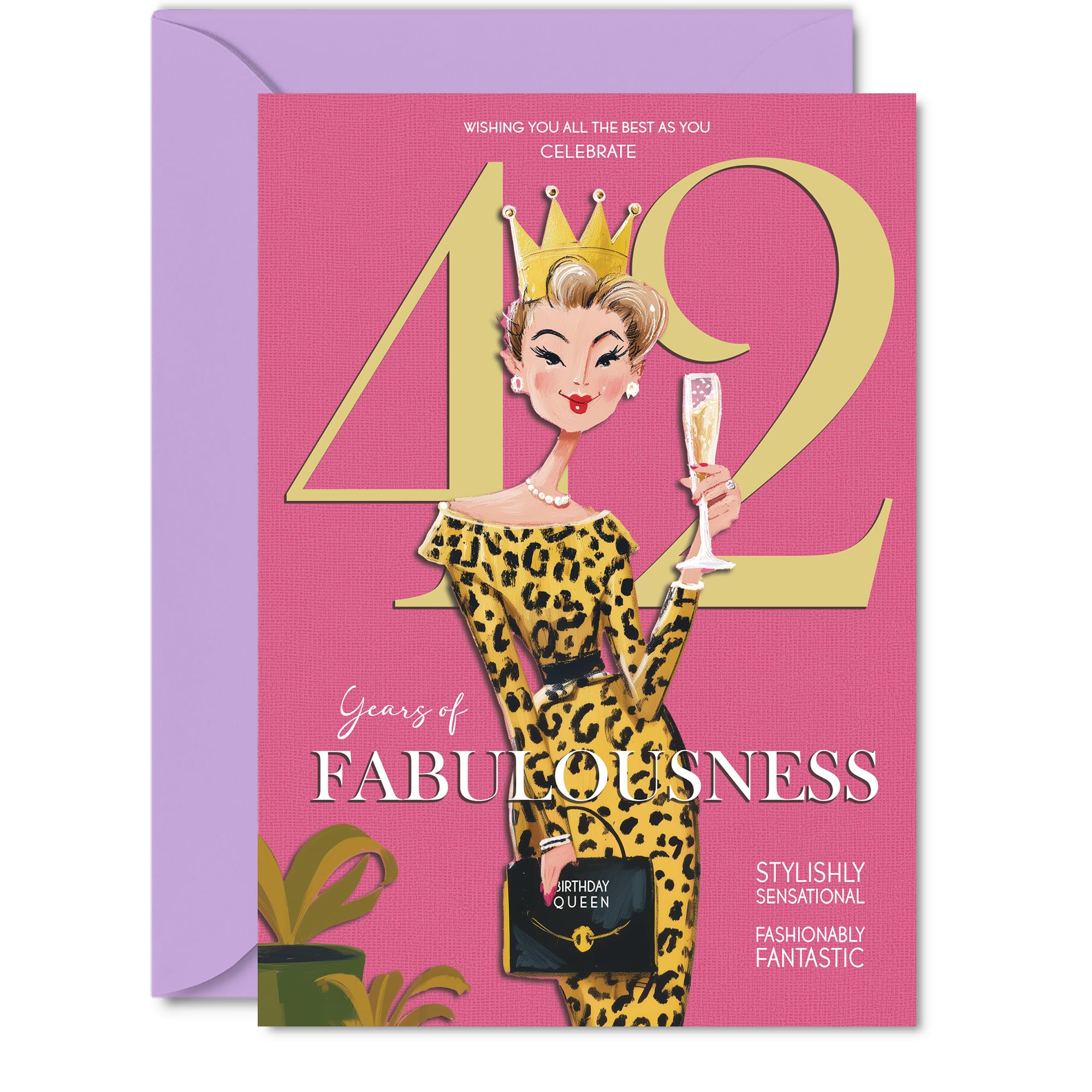 42nd Birthday Cards for Women - Years Of Fabulousness - Happy Birthday Card for 42 Year Old Woman Friend Cousin Auntie Colleague, 5x7 Inch Bday Greeting Cards