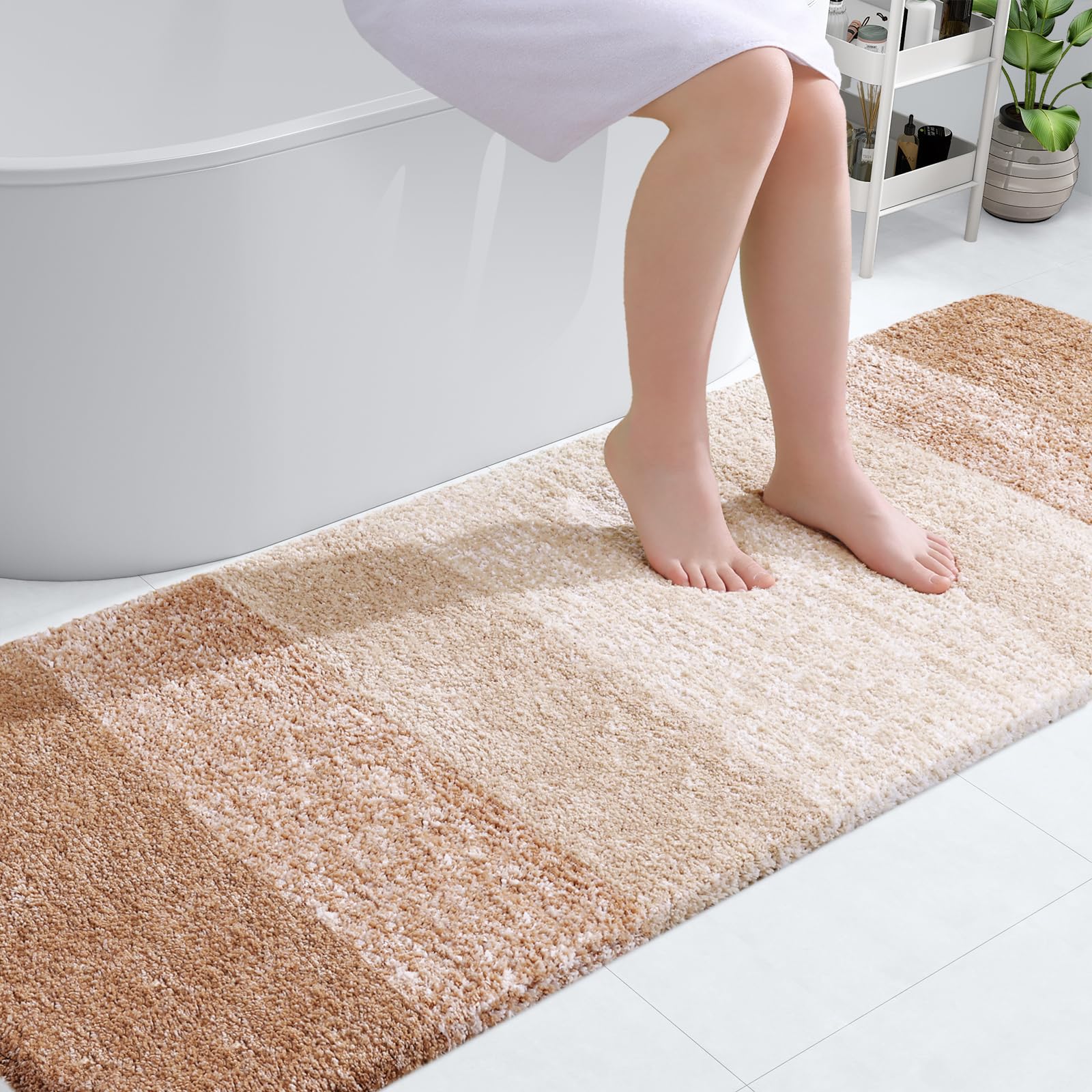 OLANLY Bathroom Runner Rugs 70x24, Extra Soft Absorbent Microfiber Bath Rugs, Rubber Backing, Quick Dry, Machine Washable Bath Mats for Bathroom Floor