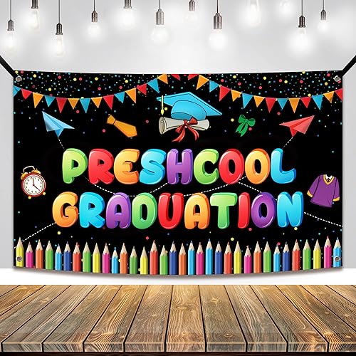 KatchOn, Cartel de graduación preescolar grande 72 x 44 pulgadas Fondo de graduación preescolar, decoraciones de graduación preescolar clase de