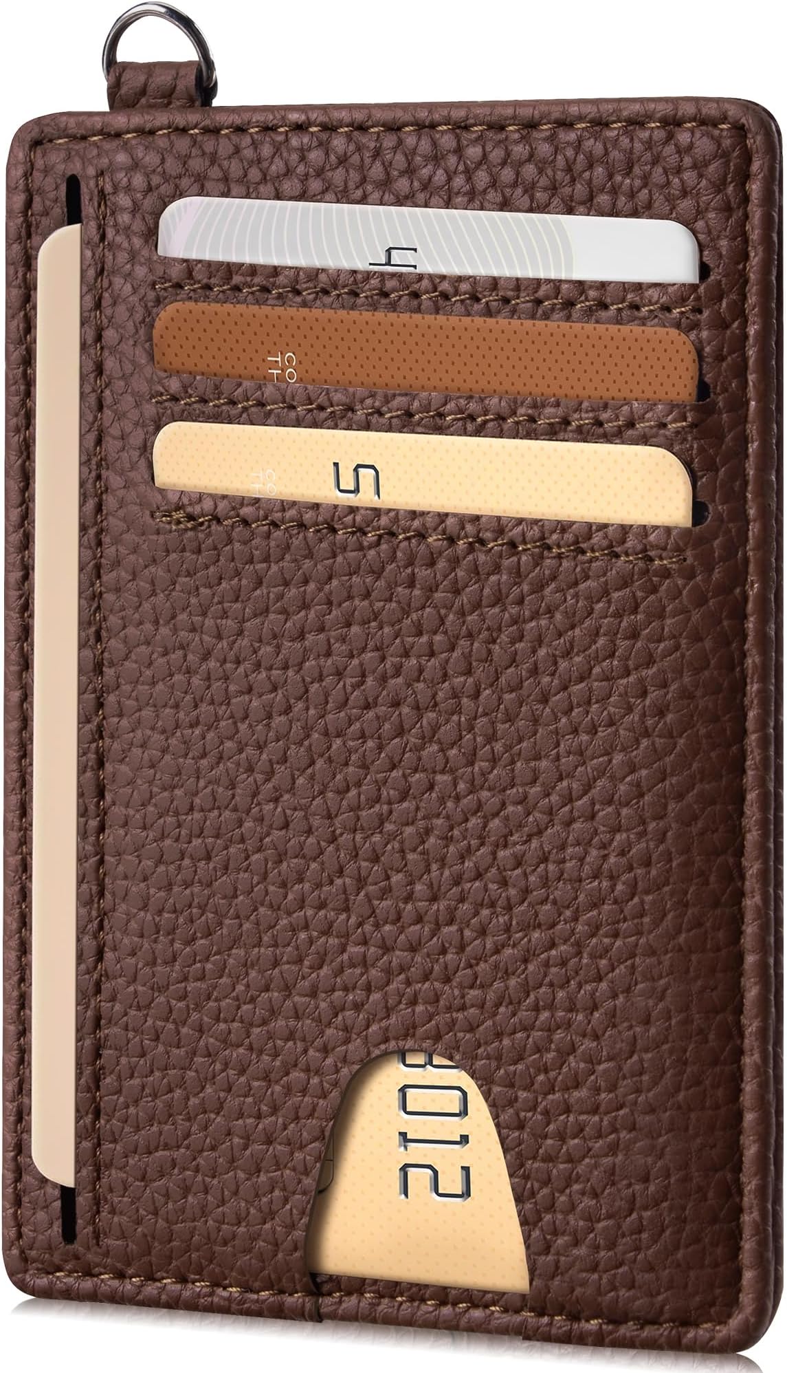 Slim Wallet, Credit Card Holder for Women, Minimalist Front Pocket RFID Blocking Card Cases, Small Wallet Women Men(Lichee Coffee)