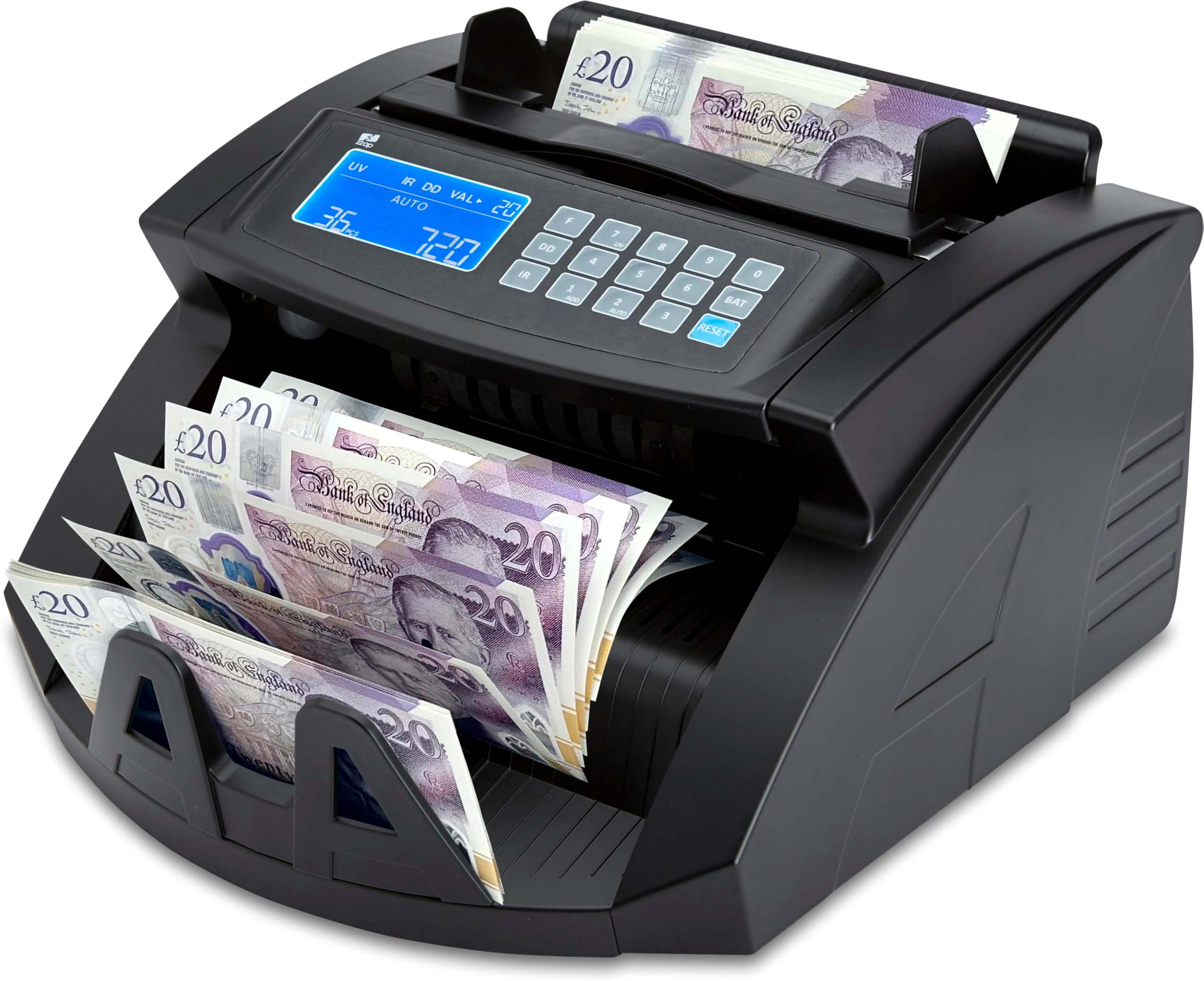 The NC20+ Banknote Counter & Counterfeit Detector - Counts 1000 banknotes per minute, batch counting, 4-fold counterfeit detection and more!