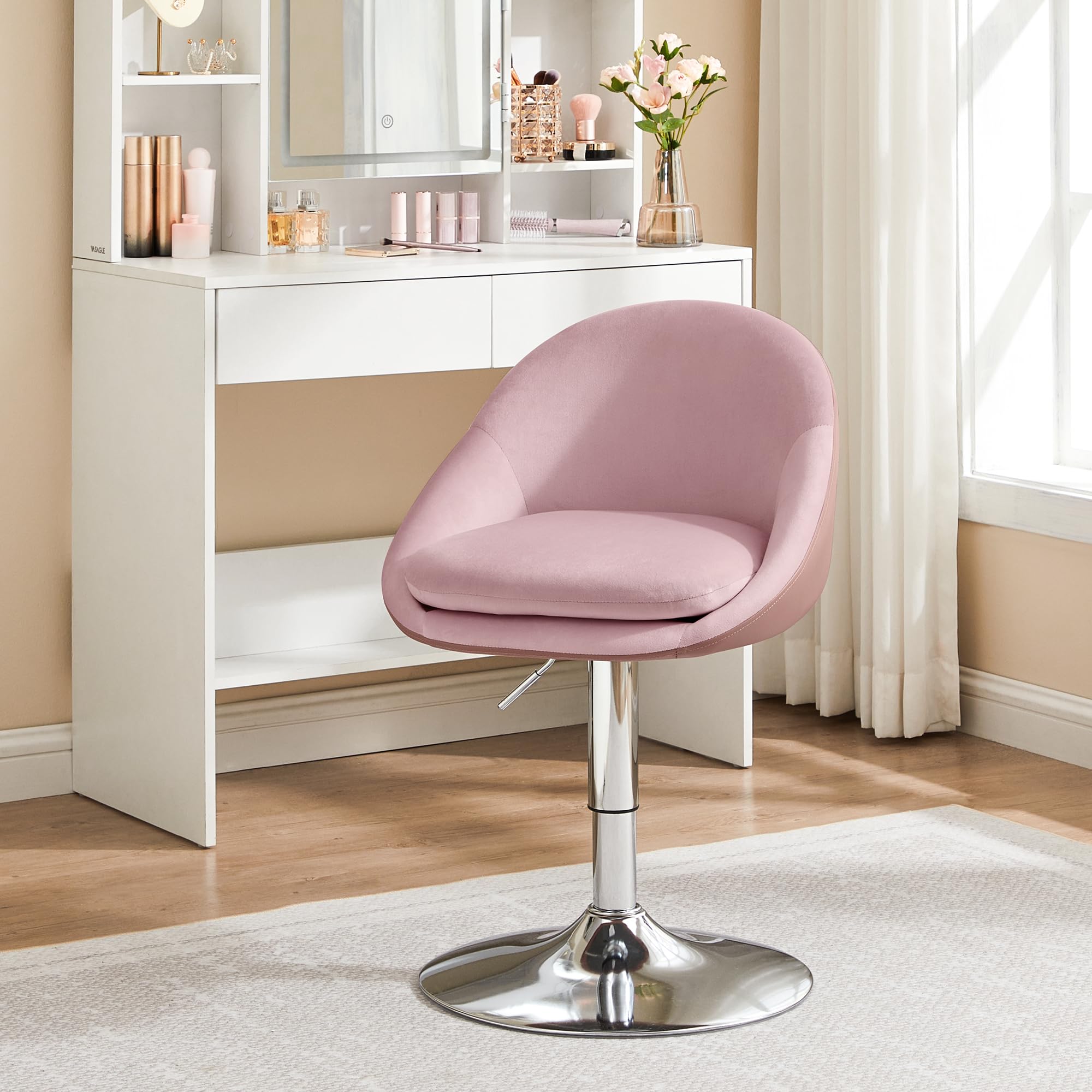 VASAGLE Adjustable 20.3""D x 19.7""W x (26.2""-30.9""H), Jelly Pink + Silver Grey