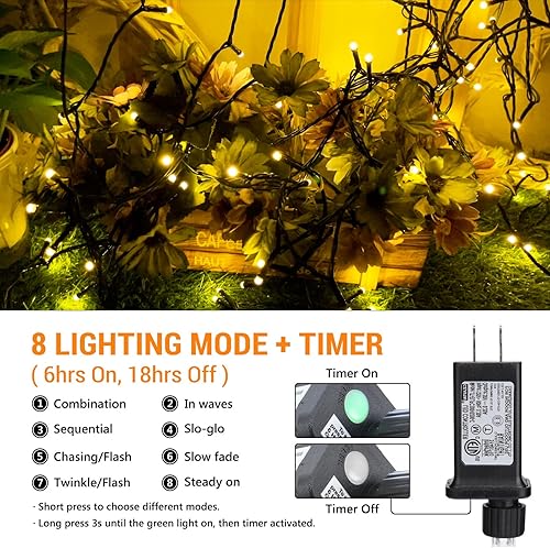 Miniatura 2 de Toodour Luces de Navidad para exteriores, 213 pies, 600 luces LED de Navidad, 8 modos, temporizador, luces parpadeantes de Navidad impermeables para