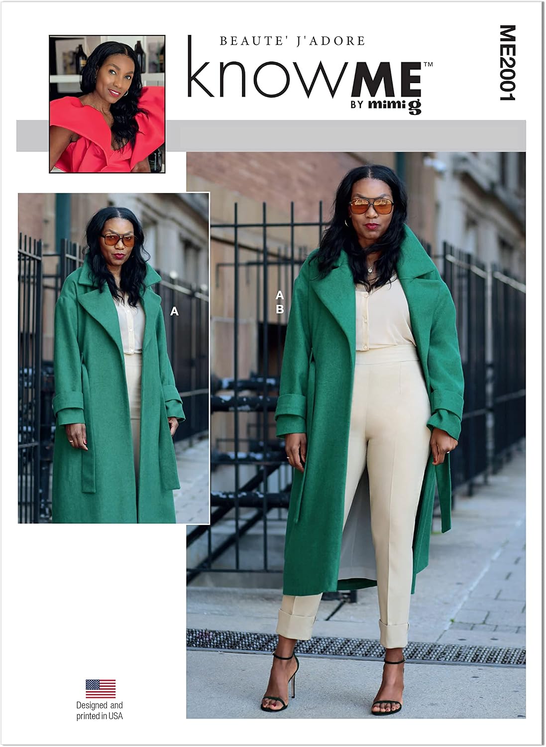 Know Me Misses' and Women's Coat and Trousers Sewing Pattern Packet by Beaute' J'Adore, Design Code ME2001, Sizes 20W-22W-24W-26W-28W