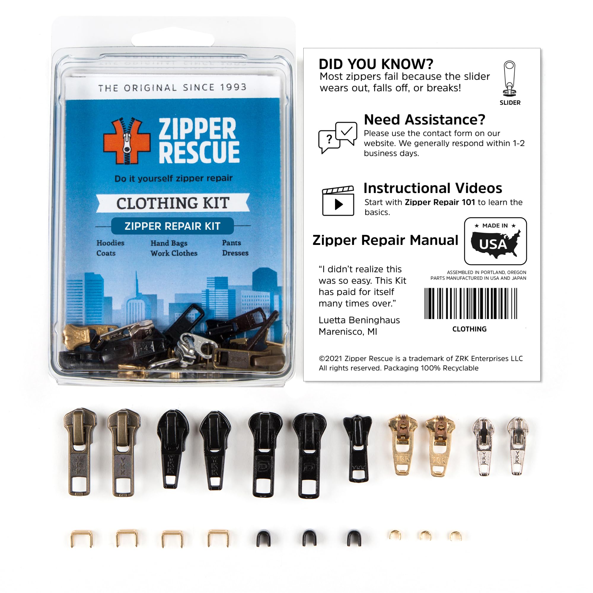 Amazon.com: Zipper Rescue Clothing Zipper Repair Kit - The