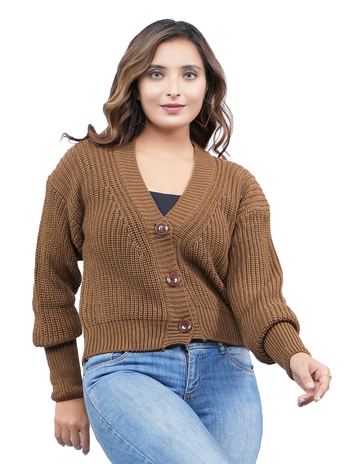 feverfew Stylish Vneck Sweater | Women's Knitted Sweater | Self Design | Casual Wool | Sweater for Ladies | Cardigans Sweater-picture-35