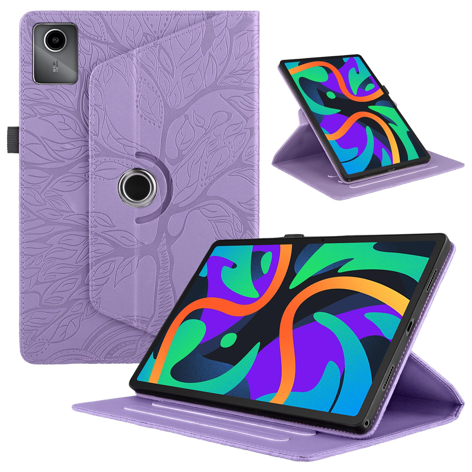 Funda para Samsung Galaxy Tab S9/ S8/ S7 11" (SM-X710/X700/T870) PU Cuero Tablets Protectora Cover 360°Carcasa Giratoria de ángulo Múltiple Stand Función Tablets Funda,Rojo Árboles — view 76