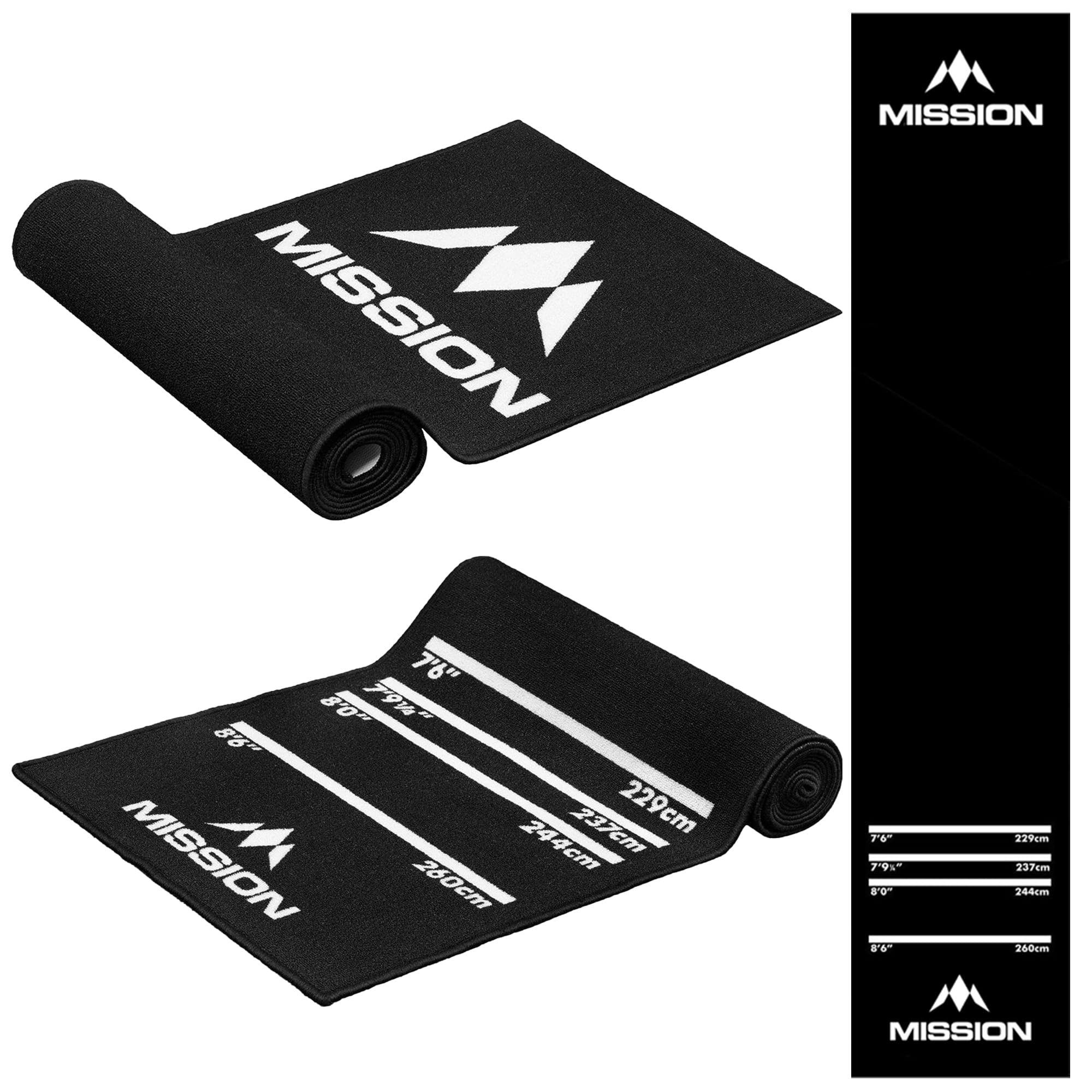 Mission Darts MAT18 | Non Slip Carpet Dart Mat, Black, 290cm x 60cm