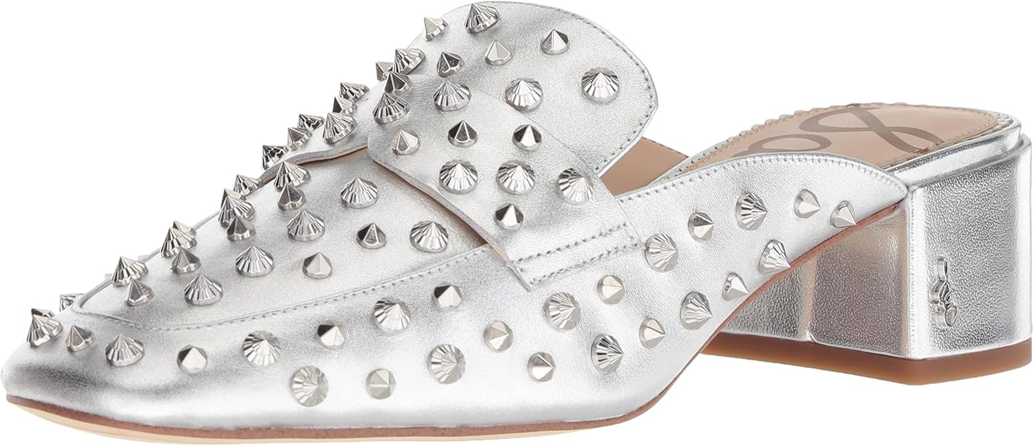 Sam Edelman Women's Agustus Mule, Soft Silver/Metallic Leather, 7 M US