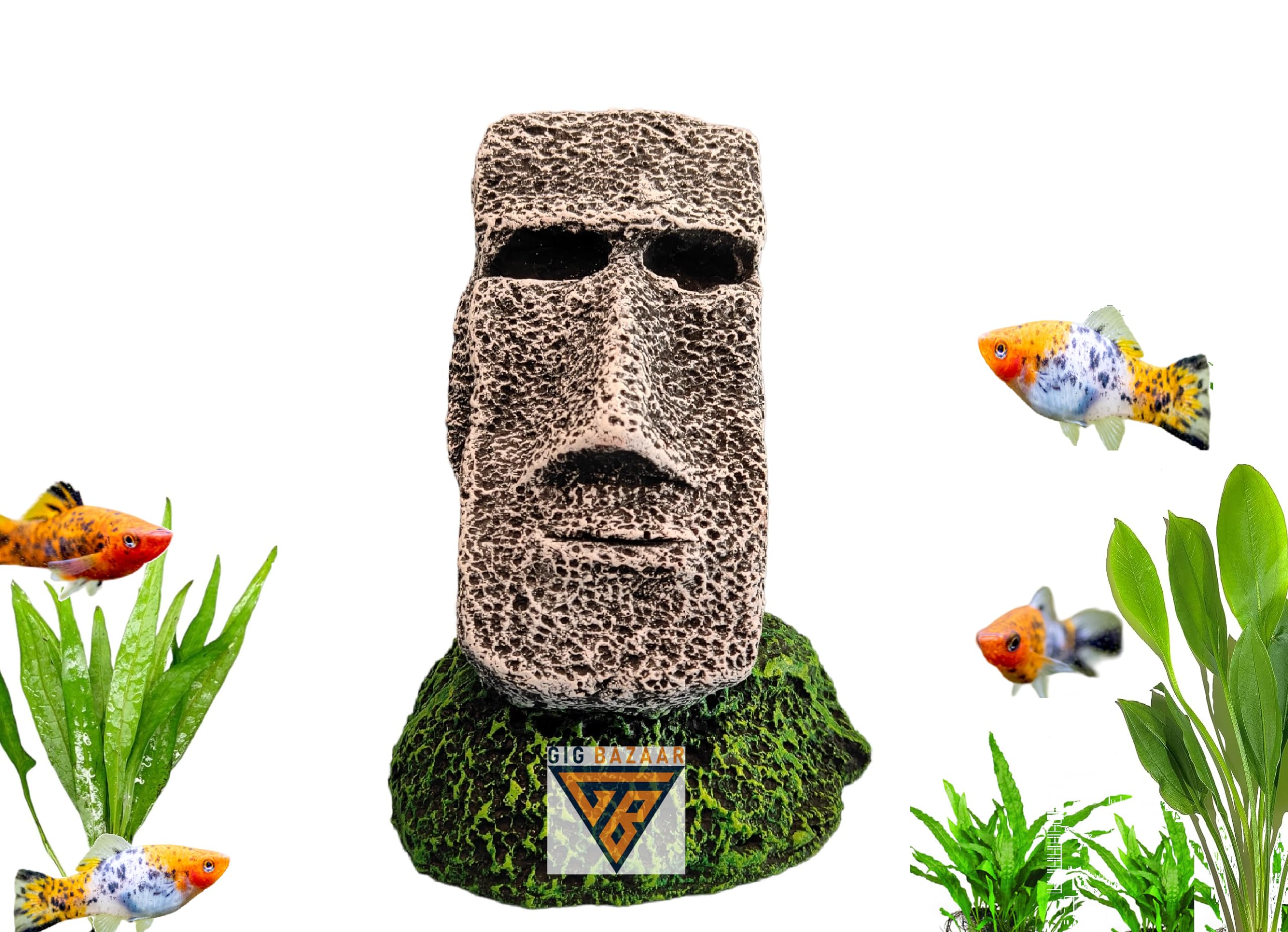GIG BAZAAR-Handcrafted Artificial Easter Island Statue for Aquarium Decoration - Realistic Polyresin Moai Sculpture (B0CKKX9ZR9) Amazon Price History, Amazon Price Tracker