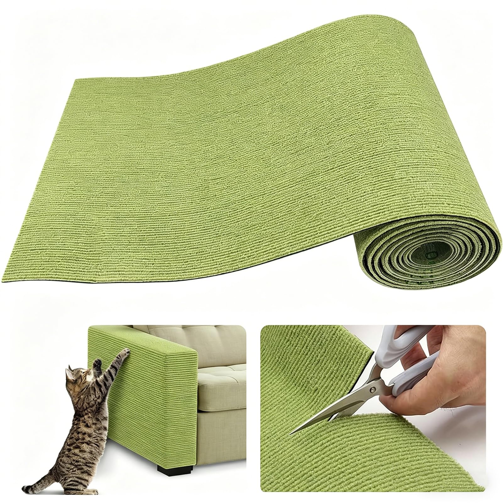 Trimmbare Selbstklebend Kratzteppich Katze Wand kratzschutz Sofa Katze Schutz Katzen kratzmatte Teppich bedeckt 40X200CM Katze Couch Schutz von DIY Katze Krallen katzenteppich