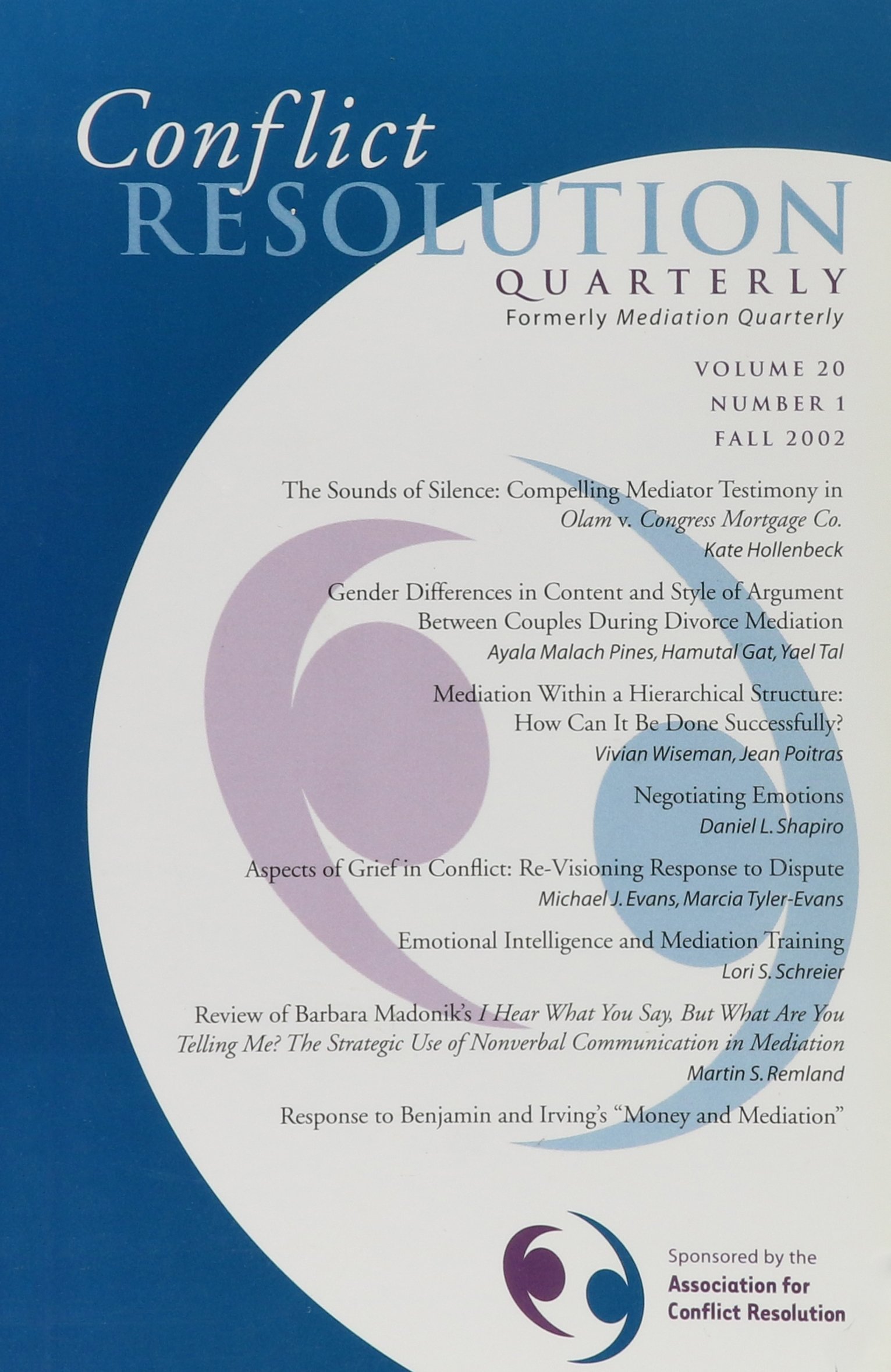 Conflict Resolution Quarterly, Volume 20, Number 1, Autumn 2002