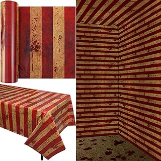 100 Ft Long Creepy Carnival Tablecloth Roll for Halloween Bloody Circus Tent Backdrop Evil Carnival Decorations for Clown Room Wall Horror Scary Birthday Party Supplies for Halloween Circus
