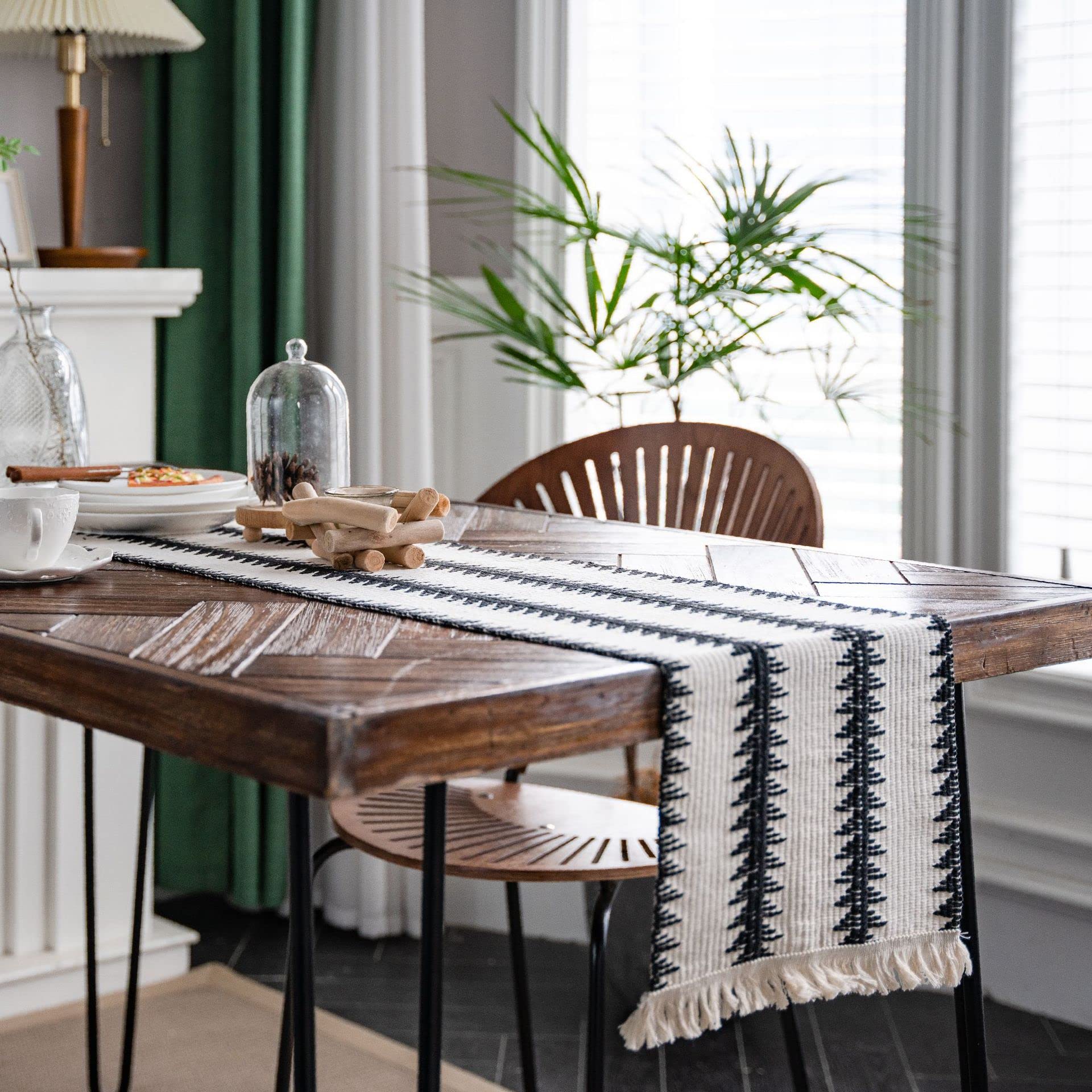 Table Runner Table Runner Cotton Crochet with Tassels Geometric Fringe Runners Retro Macrame Tablecloth(O,30*140cm)