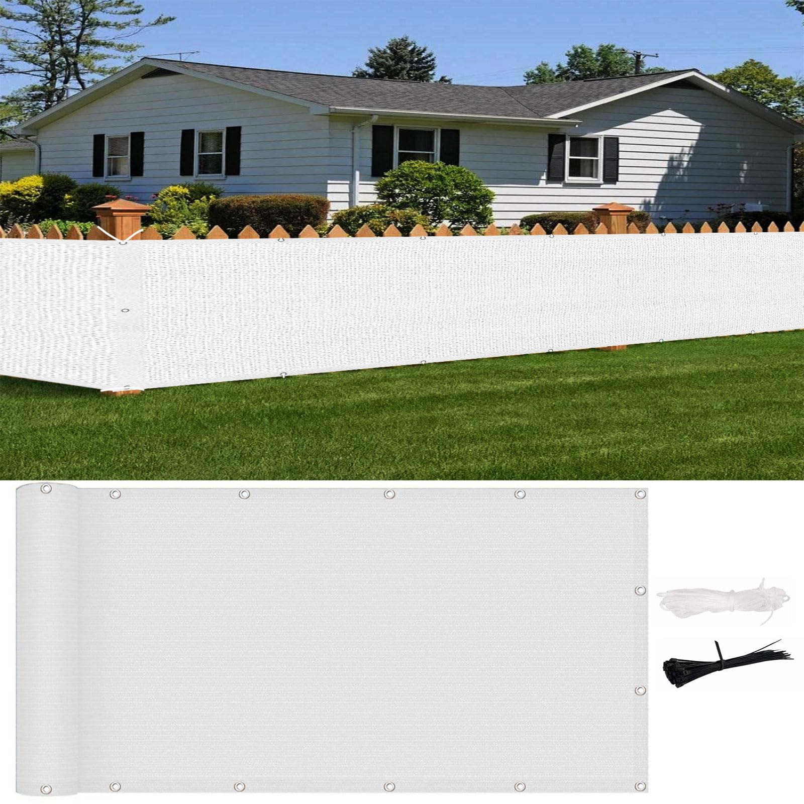 Clôture brise vue pour jardin et balcon blanc 100x680 cm en toile HDPE