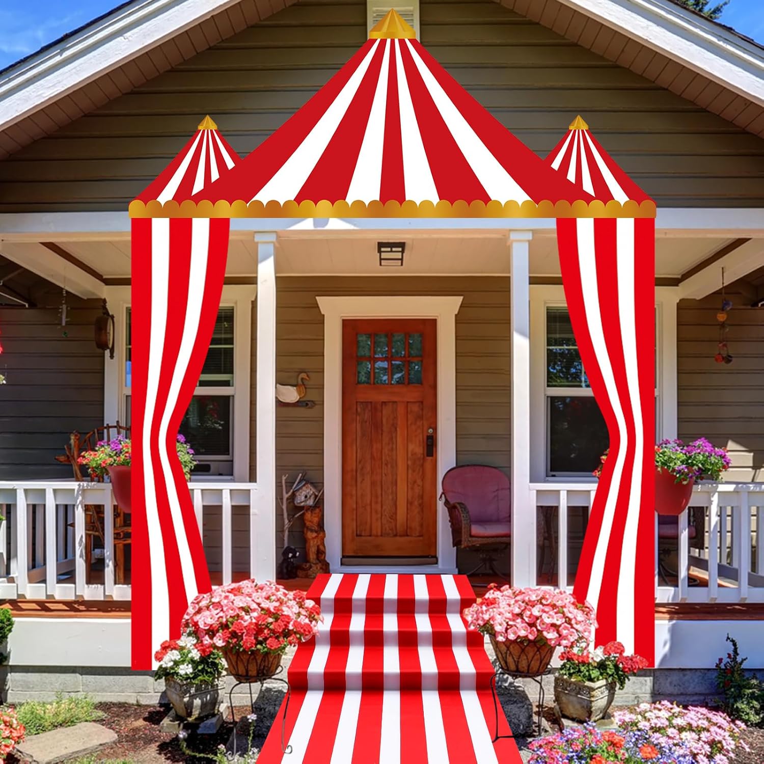 Fanfanwin 4 Pcs Carnival Circus Tent Decorations Carnival Entryway Door Party Decor Awning Hanging Banner Aisle Runners Supply for Circus Theme Birthday Celebration(Blood)