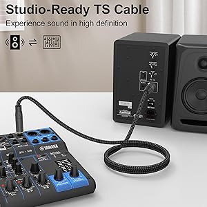 HOSONGIN XLR Female to 1/4 TS Male Cable, Mono Jack Mic Cord for Wireless Microphones, Braided, Ideal for Live Sound, Studio Recording, Karaoke, PA Systems - 3 Feet