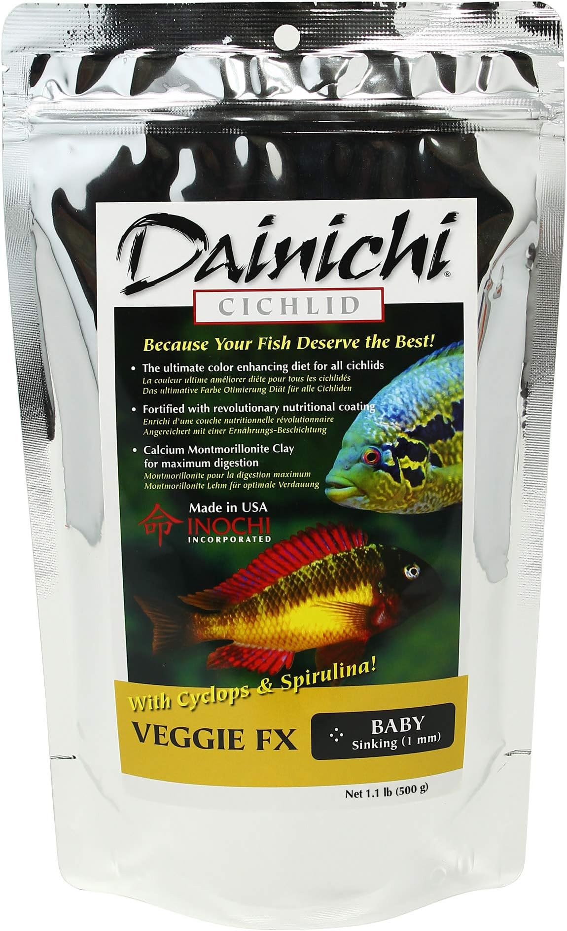 Cichlid Food - Veggie FX (1.1 Lbs), Baby (1 mm) Sinking Pellet
