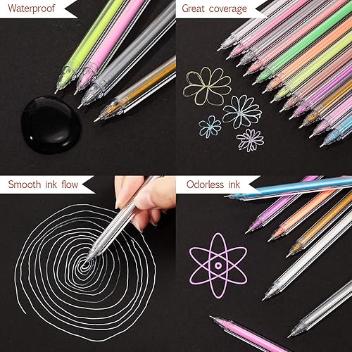 Miniatura 5 de Outus 24 bolígrafos de tinta de gel de colores surtidos, 0.020 in, punta fina, recargables, multicolor, ambidiestros, para dibujar, dibujar,