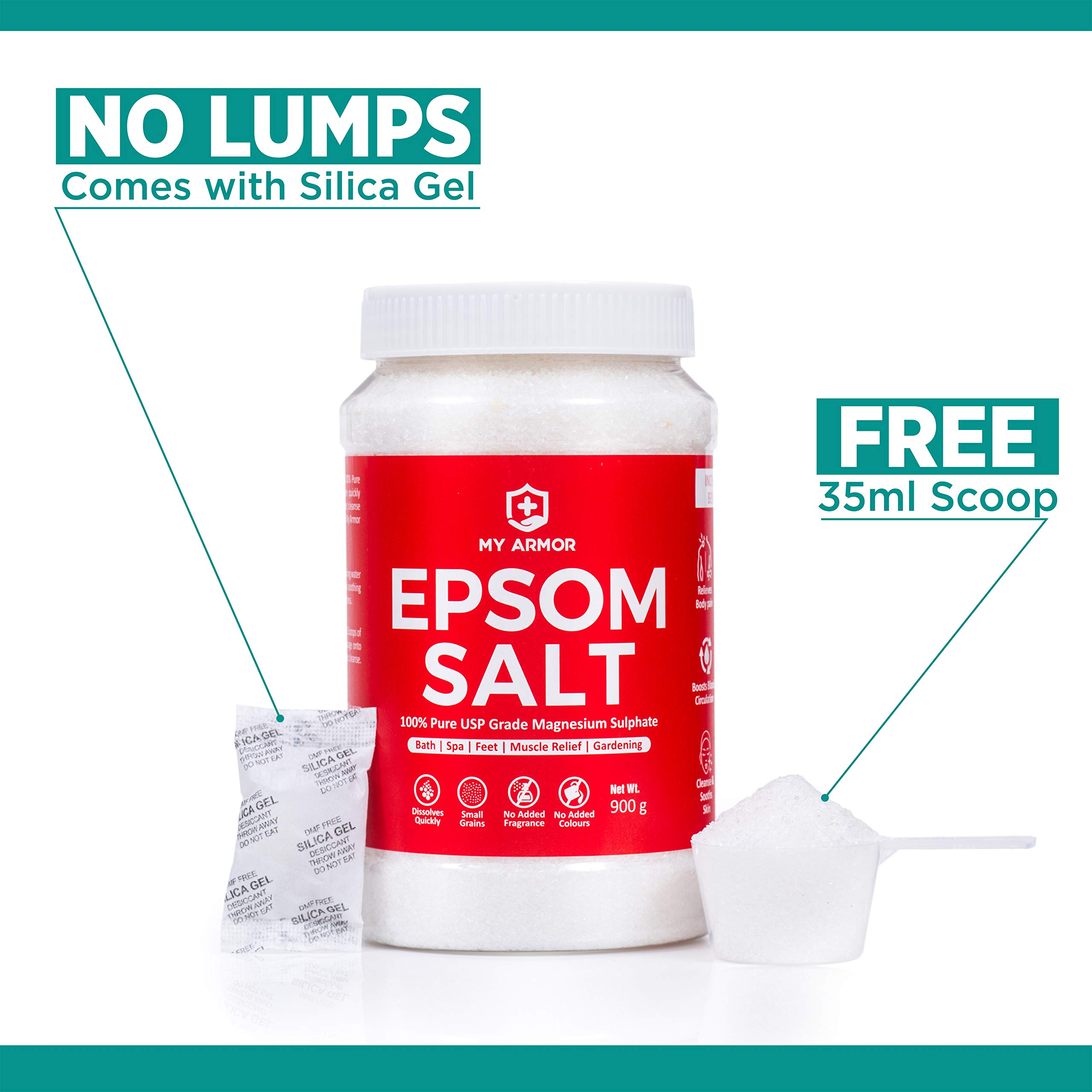 MY ARMOR Epsom Bath Salt, Pure USP Grade Salt , Relieves Muscle Aches