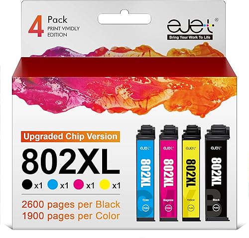 ejet Cartuchos de tinta remanufacturados 802XL de repuesto para Epson 802 T802 802XL cartuchos de tinta Paquete combinado para Epson WF-4740 WF-4730