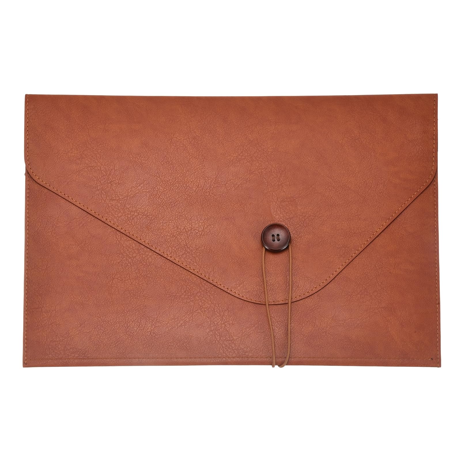 PATIKIL PU Leather A4 File Folder, 13.9x9.7 Waterproof Envelope Document Holder Portfolio Folder Case Organizer with Pen Holder for Office Home Men Women Gift, Brown