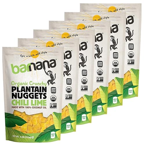 Barnana - Nuggets de plátano orgánicos, chile lima, delicia saludable para toda la familia, hechos con aceite de coco, sabroso aperitivo de plátano,