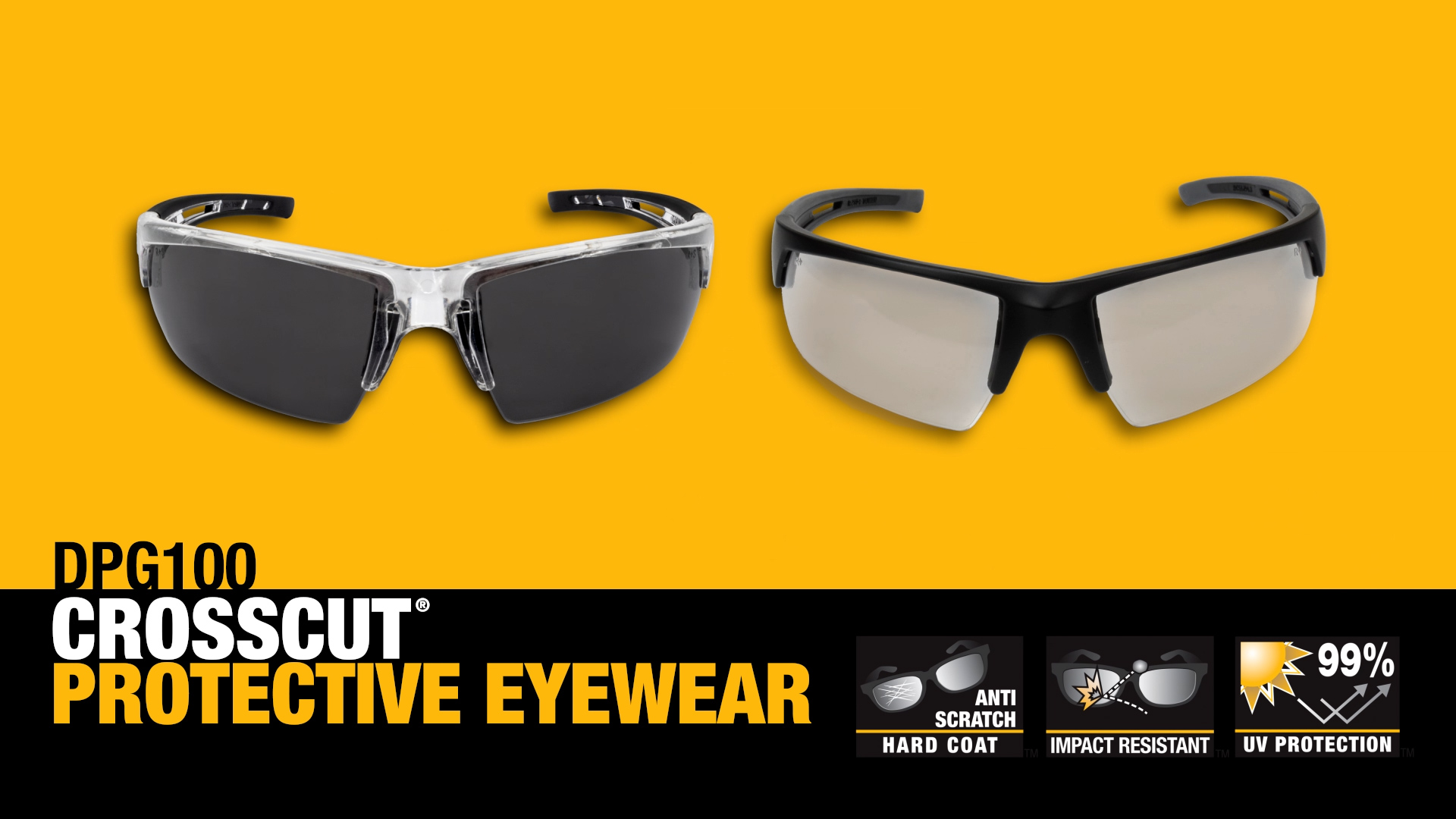 Amazon.com: DEWALT DPG100-2D Crosscut® Safety Glasses - Black Half