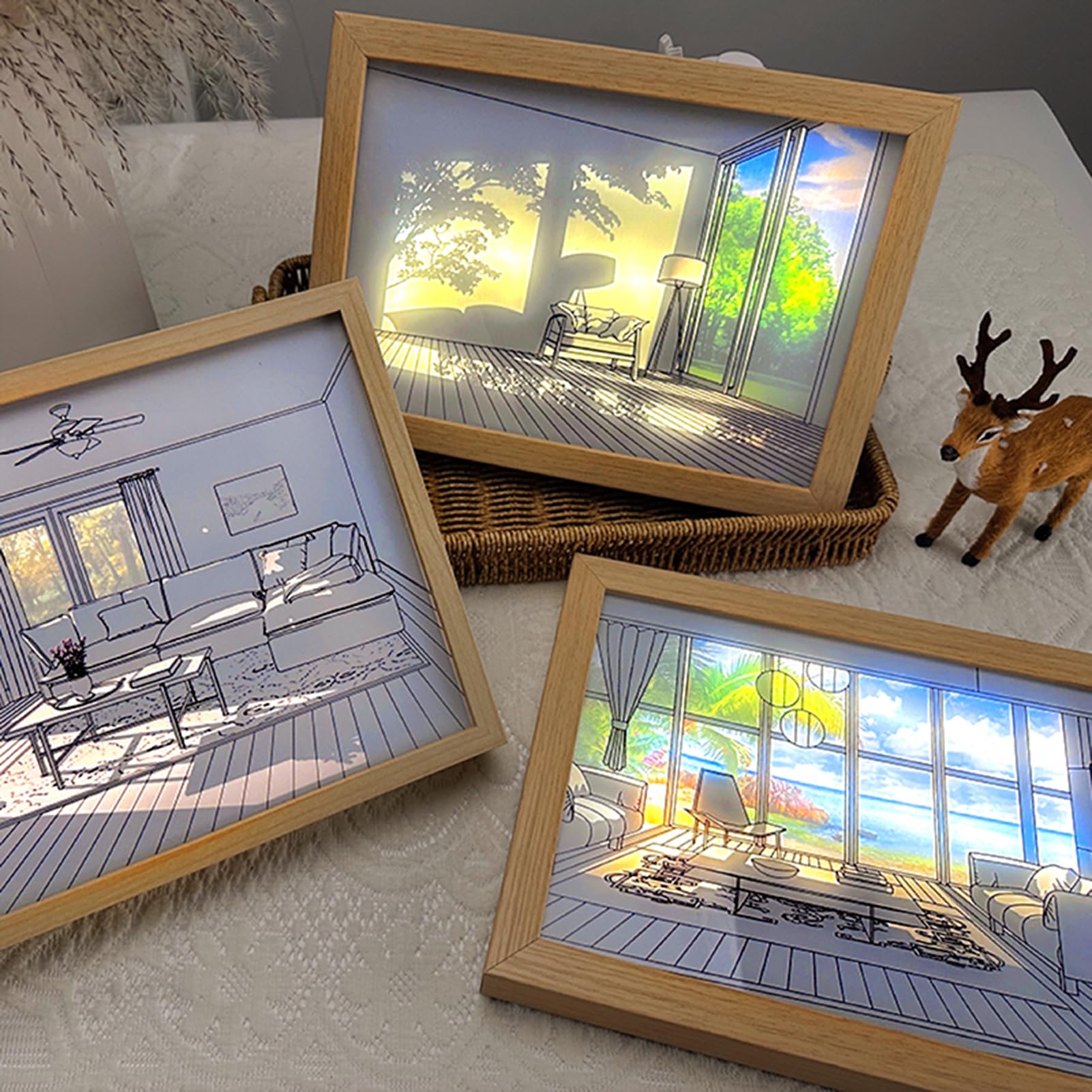 Quadro LED Illuminato - Decorazione Luci E Ombre Con Cornice Regolabile Per Casa