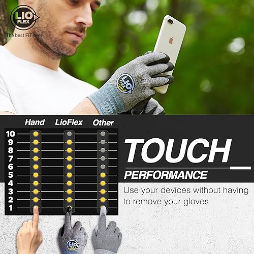 Vista 9 de Guantes de trabajo de seguridad con dedos para pantalla táctil, 3 pares de guantes de trabajo delgados y ligeros, ideales para trabajadores