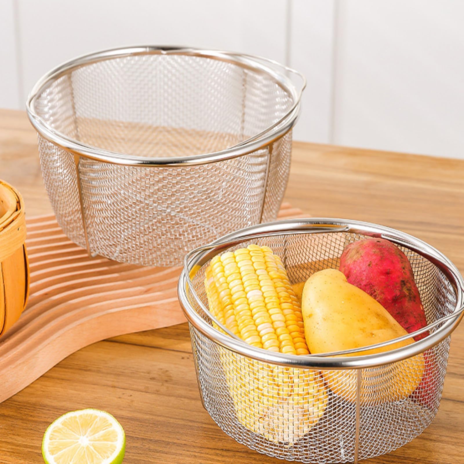 Cestello per Cottura a Vapore in Rete, Pentola per Cottura a Vapore Versatile Resistente Al Calore Facile da Pulire per Ristoranti (18 cm)