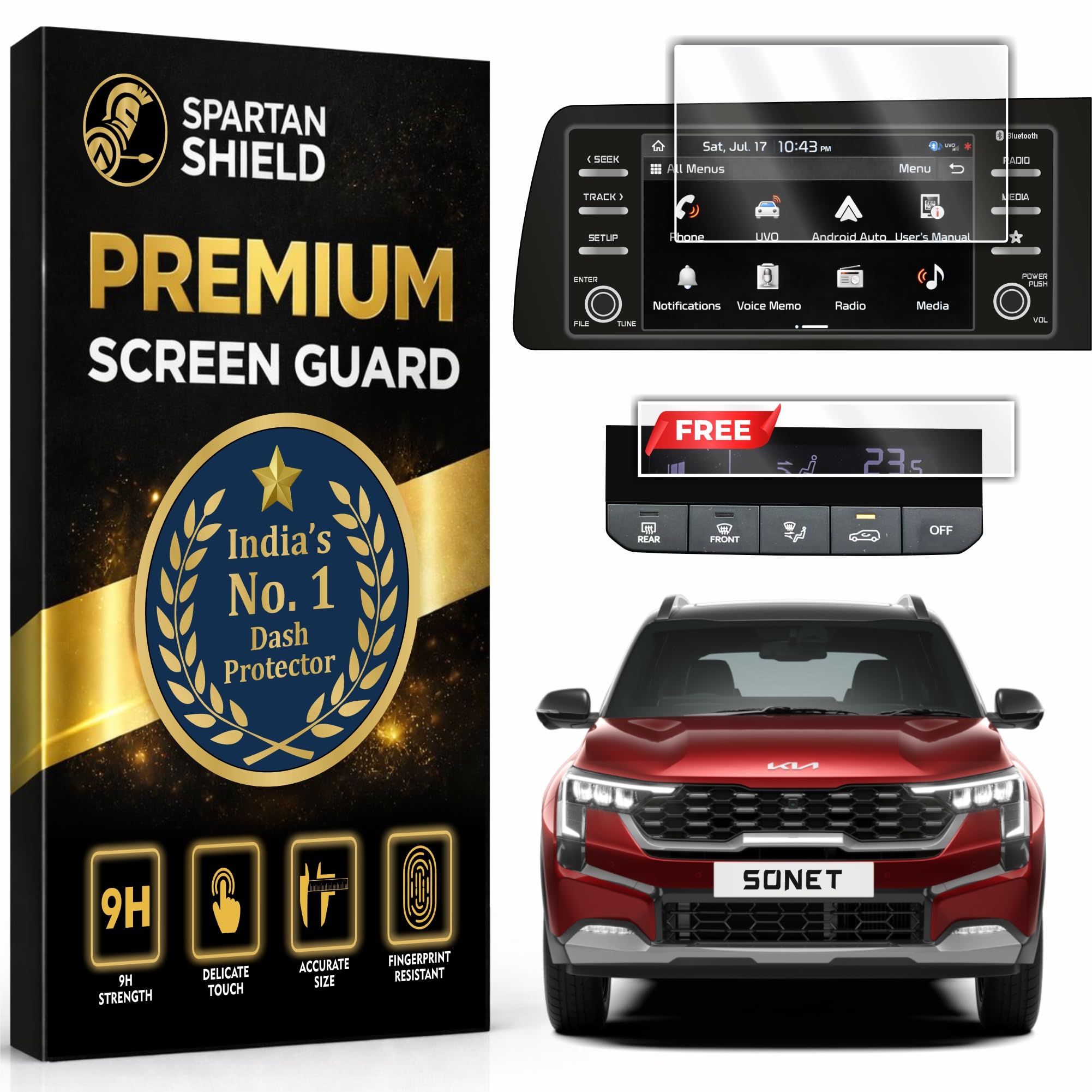 Screen Guard For NEW KIA SONET 2024 FACELIFT 8 INCH INFOTAINMENT | HTK HTK PLUS HTX TOUCHSCREEN Display Protector | 9H Car Music System Accessory [Not Tempered Glass]