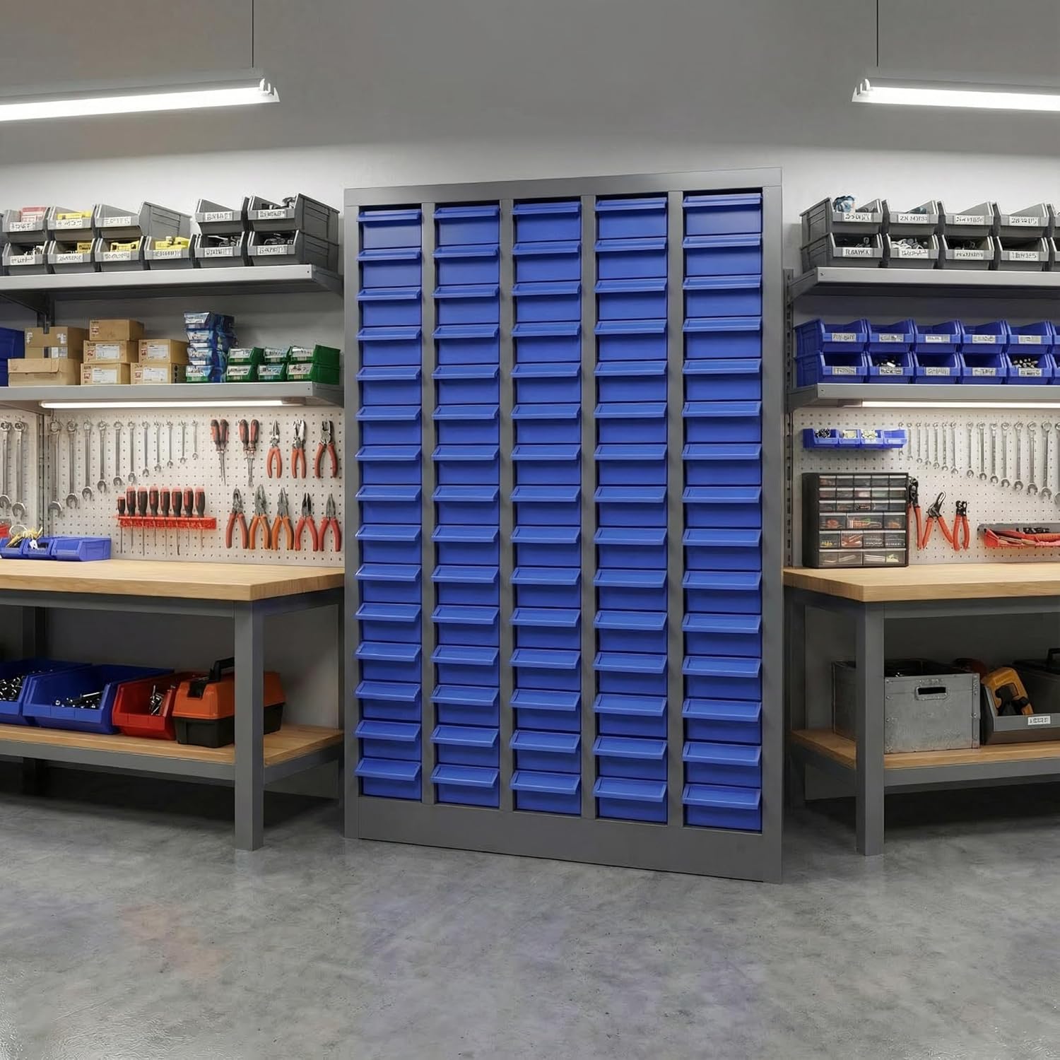 75 Drawers Nut and Bolt Organizer, 36" H x 26" D x 9" W Bolt and Nut Tool Storage Cabinet with Acrylic Adjustable Shelves & Label Stickers, Alloy Steel Parts Cabinet for Workshop Garage Organizer