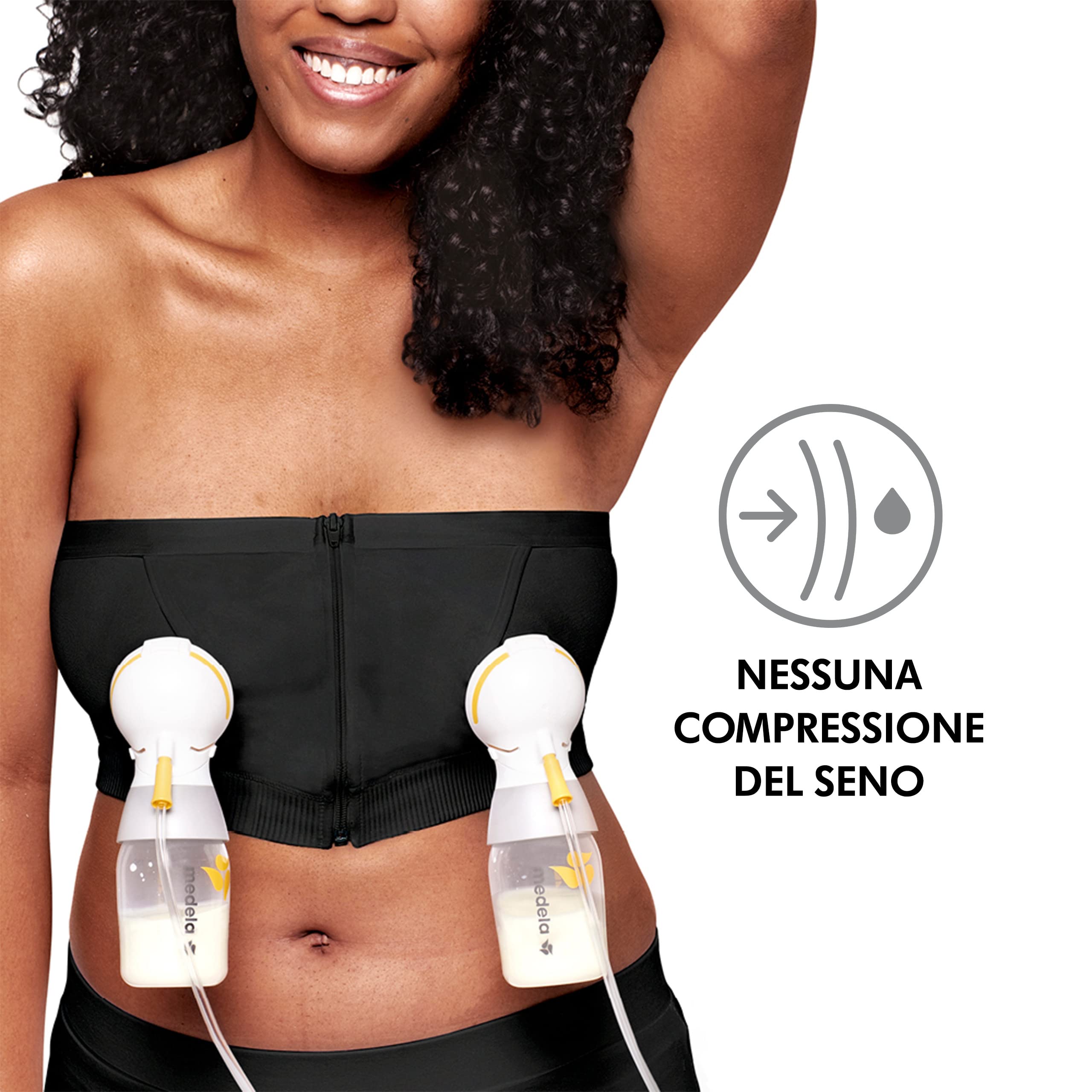Medela Hands-Free, Corpetto per l'estrazione a Mani libere, Reggiseno per estrarre Comodamente, con Adaptive Stretch